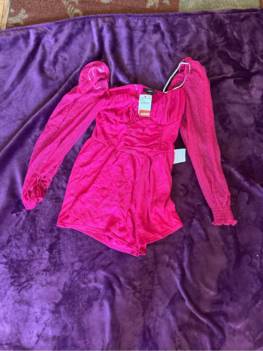 Women’s Fuchsia Long-Sleeve princess sleeve Romper